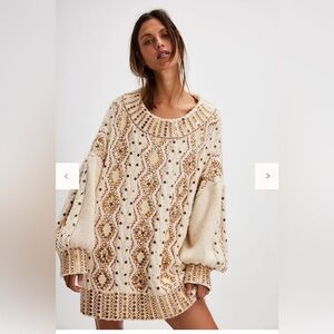 ✨Free People Gilded Cable Knit Sweater XL NWT✨